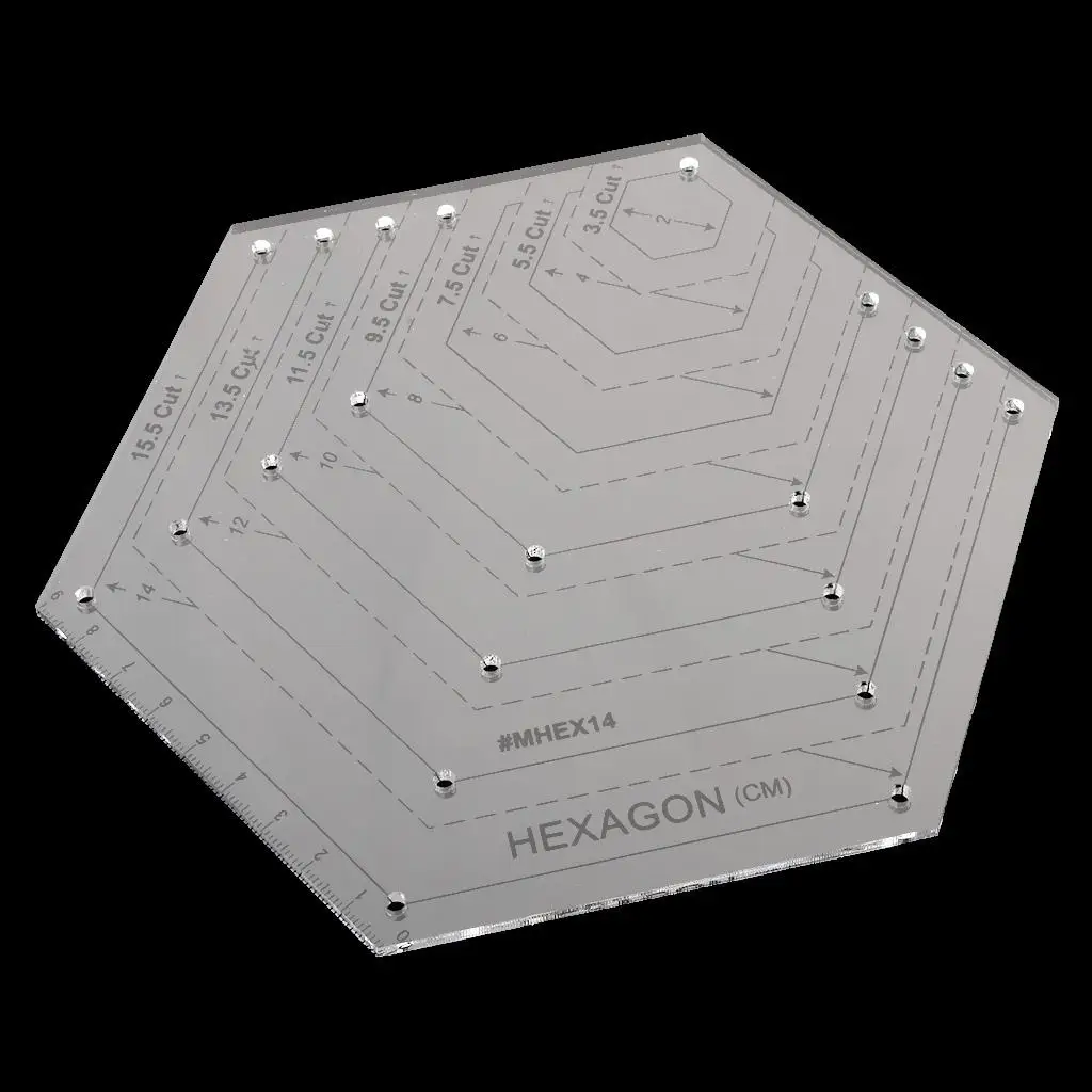 

15. Transparent Hexagon Quilting Ruler Template for Home Sewing Tools