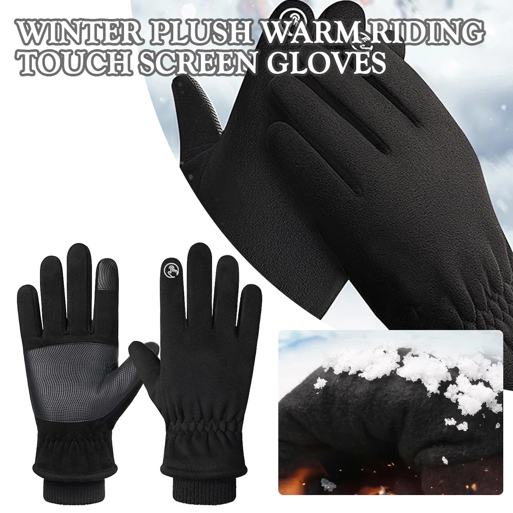 Winter Thicken Warm Gloves Man Outdoor Cycling Motorcycle Gloves Cold Resistant Touch Screen Sports Riding Skating Gloves Male