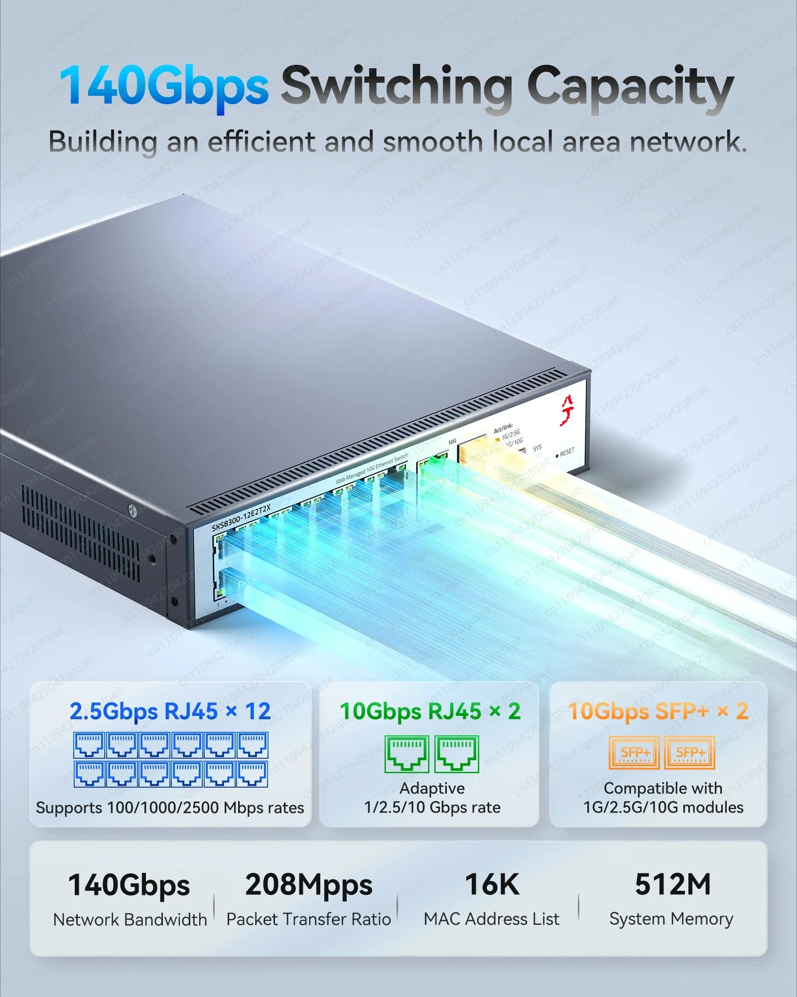 XikeStor NEW L3 Managed12*2.5G RJ45, 2*10G RJ45, 2*10G SFP+, WEB/CLI Managed Support DHCP/VLAN Cooling Shell