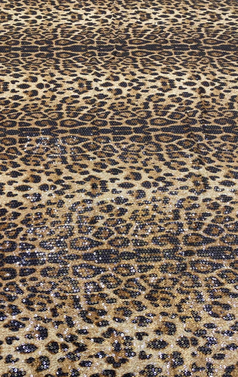 1yard Leopard Fabric Sequins Lace Fabric for Lady Evening Gowns Dresses Party Dress Fabric