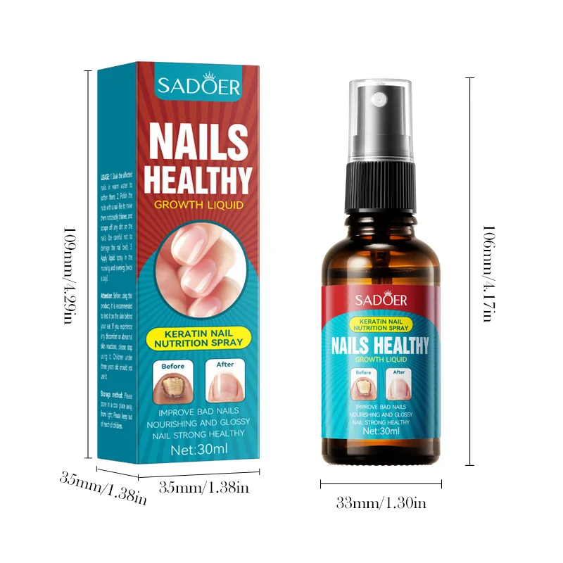 Spray do paznokci z keratyną 30 ml, delikatna pielęgnacja paznokci, spray do codziennej pielęgnacji zdrowych paznokci na dłoniach i stopach.