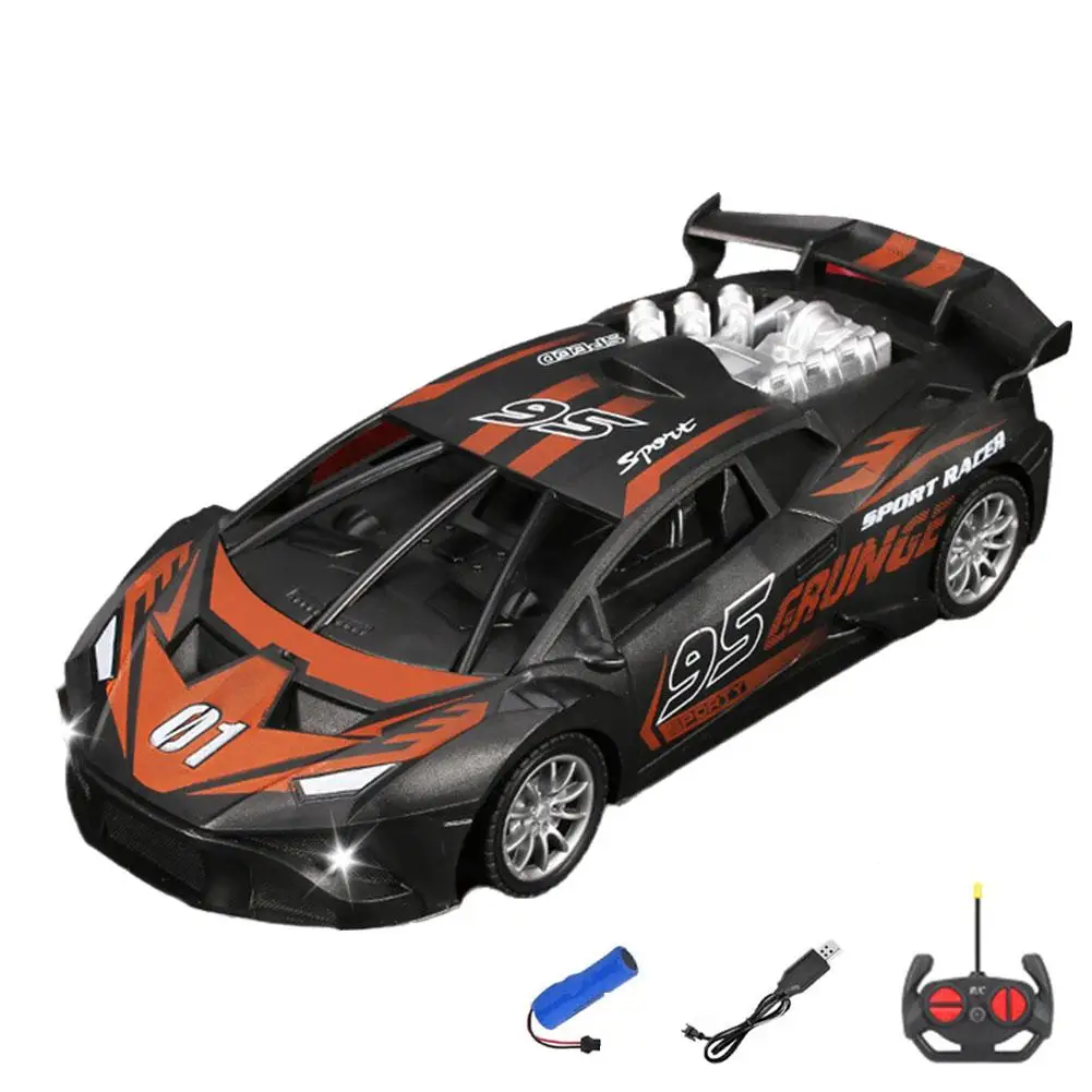 Four-way Remote Control Car Racing Electric High-speed Car Toys Remote Boy Car Control Car Birthday Toy Children\'s Gift I7S1