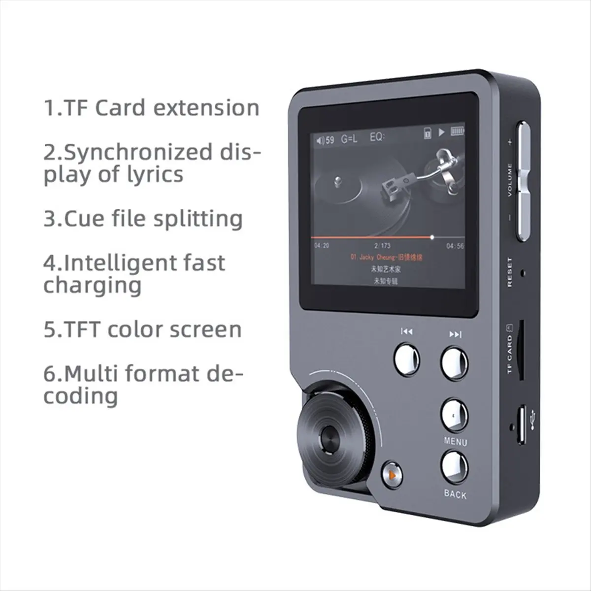 

(A26M) Hi-Fi MP3-плеер с поддержкой DSD без потерь, цифровой аудиоплеер высокого разрешения, спортивный, расширяемый до 256 ГБ, без карты памяти
