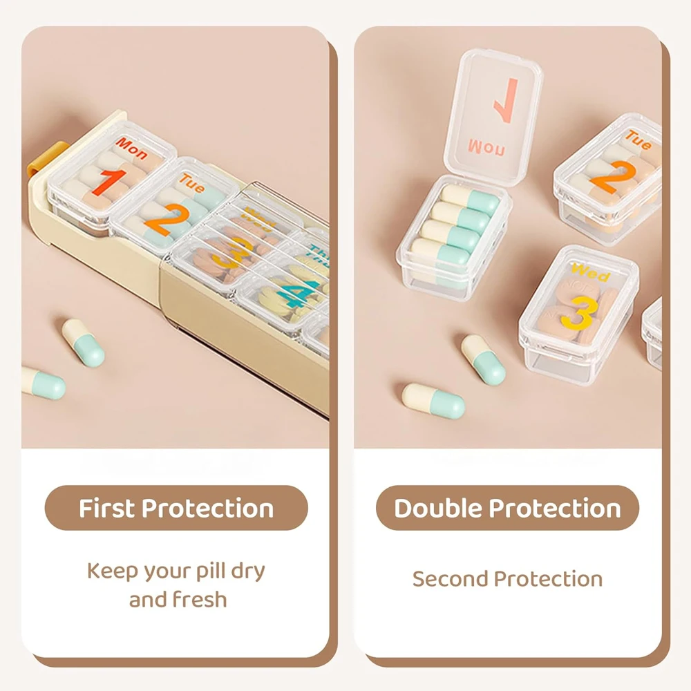

Weekly Pill Organizer 7 Day, Daily Pill Box, Travel Pill Case, Cute Pills Holder To Hold Vitamins, Supplements, Pills Organizer