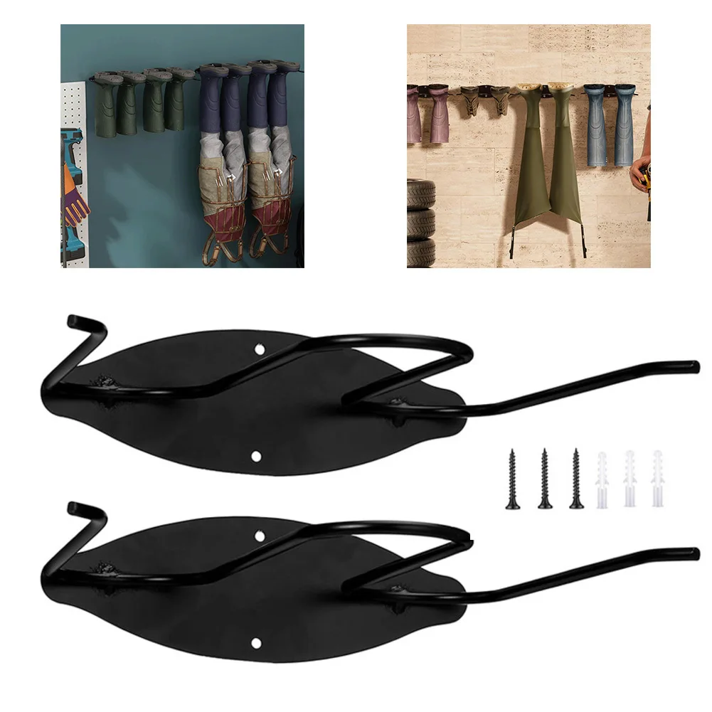 2 Pcs Black Stainless Steel Wader Hanger for Boots Wall Mounted Storage Hook Rust Resistant 8.66 x 8.26 Inches