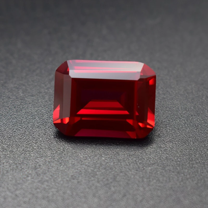 Rubi sintético octogonal, piedras preciosas sueltas, corte esmeralda, CRENADO EN LAB 5 # Corindón de varios tamaños para elegir para la fabricación de joyas