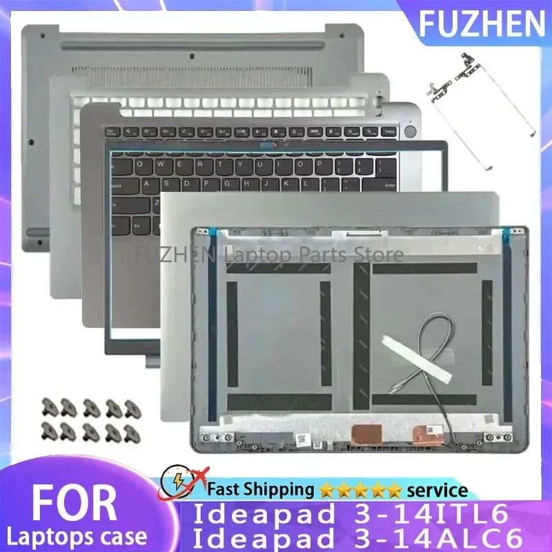 New For Lenovo Ideapad 3-14ITL6 3-14ALC6 2021 Laptop LCD Rear Cover/Front Frame/Palm Pad Keyboard/Bottom Cover/hinges Silver