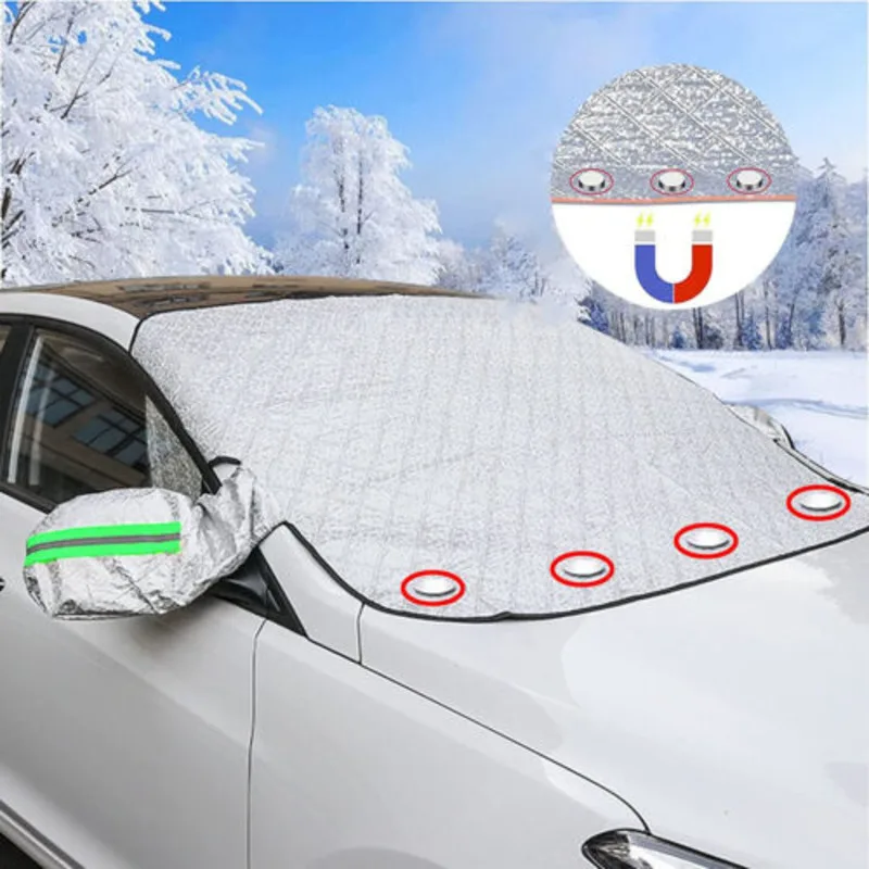 Magnetic Car Windshield Cover Heavy Duty Snow Frost Protector Windscreen Cover++