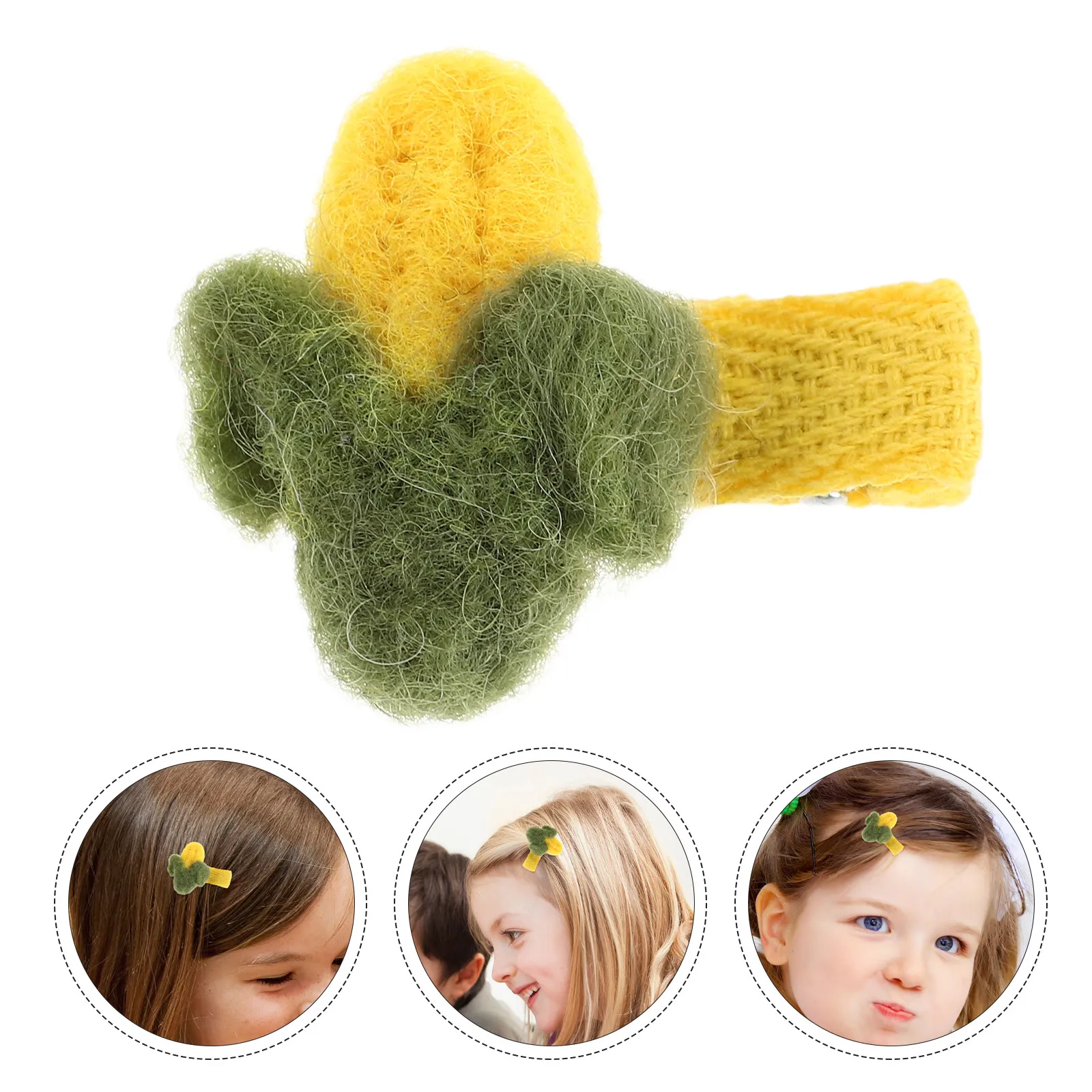 

Милая заколка для волос в форме кукурузы из мягкого войлока, стильная заколка для челки, забавная заколка в виде еды