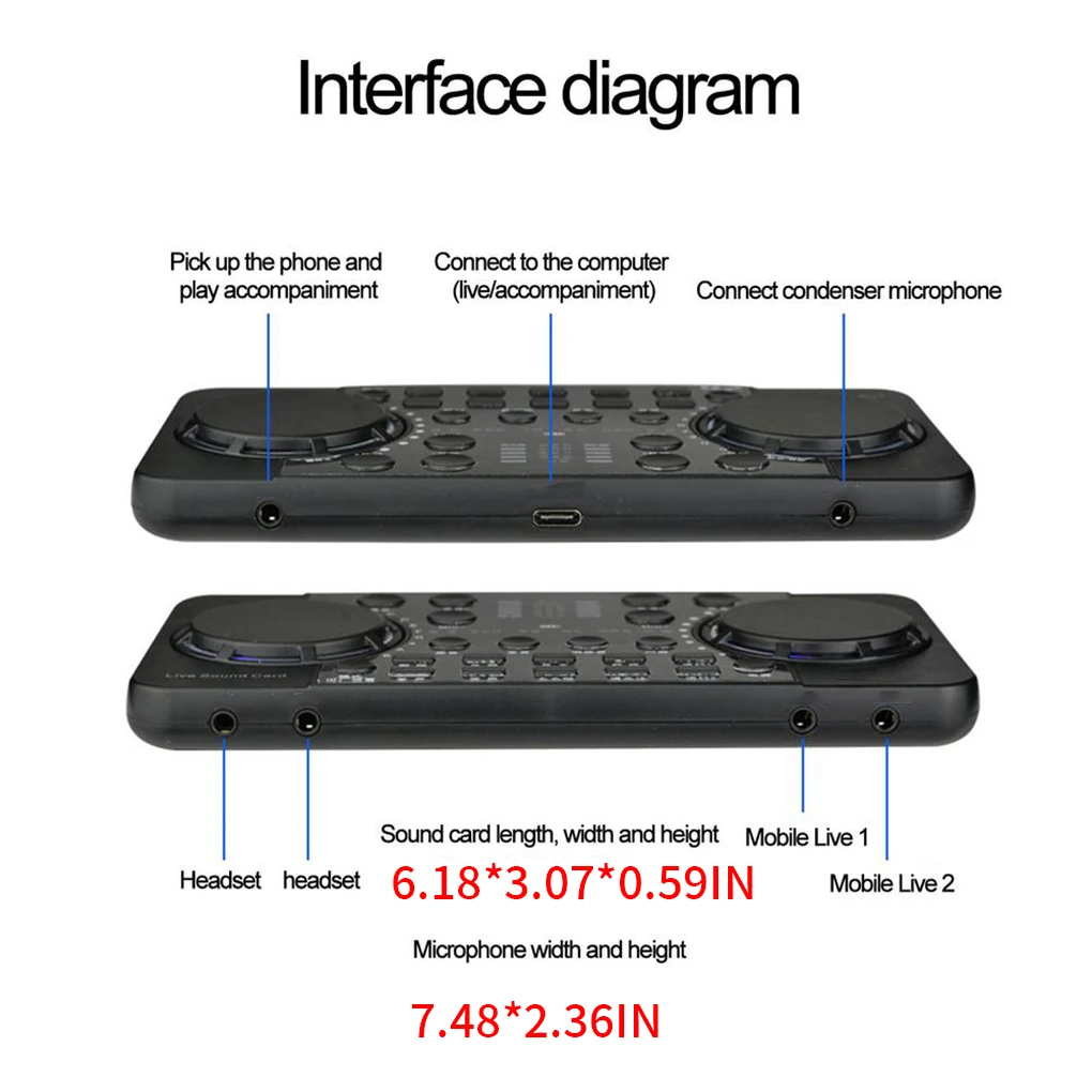 Tarjeta de sonido para transmisión en vivo V300 Pro, mezcladores de Audio compatibles con Bluetooth, mezclador, accesorio de grabación de estudio de