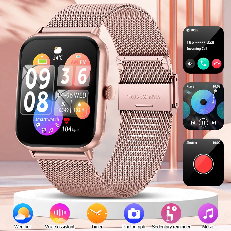 

Fashion Women 1.83" HD Screen Smart Watch Bluetooth Call IP68 Waterproof Ladies Watches Daily Health Monitor Smartwatch New 2026