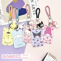 Kawaii Sanrio Hello Kitty Cinnamoroll Kuromi moja melodia Anime breloczek do kluczy ktt kot uchwyt na karty smycz etui na karty dla dziewczynki