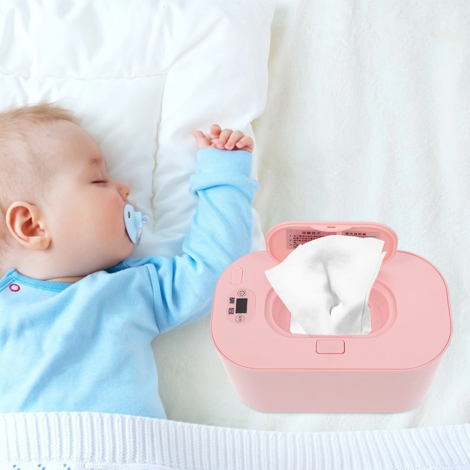Baby Natte Warmer Baby Natte Tissue Warmer USB Constante Temperatuur Draagbare PP ABS Verwarmde Dispenser Box Tissue Container