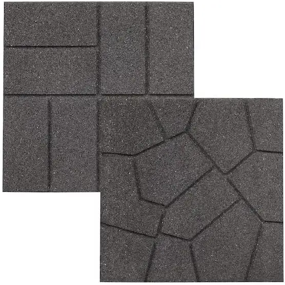 Dual-Sided Square Rubber Paver Tiles Made from 100% Recycled Rubber for Patios, Decks and Yards – Easy Install, Freeze-Resistant & Eco-Friendly