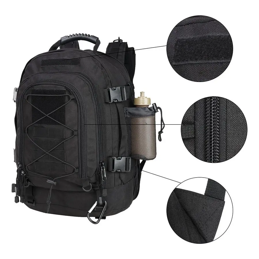Tactical Backpack for Men Military Backpack with DIY System for Travel, Work,Camping,Hunting,Hiking,Sports BLACK