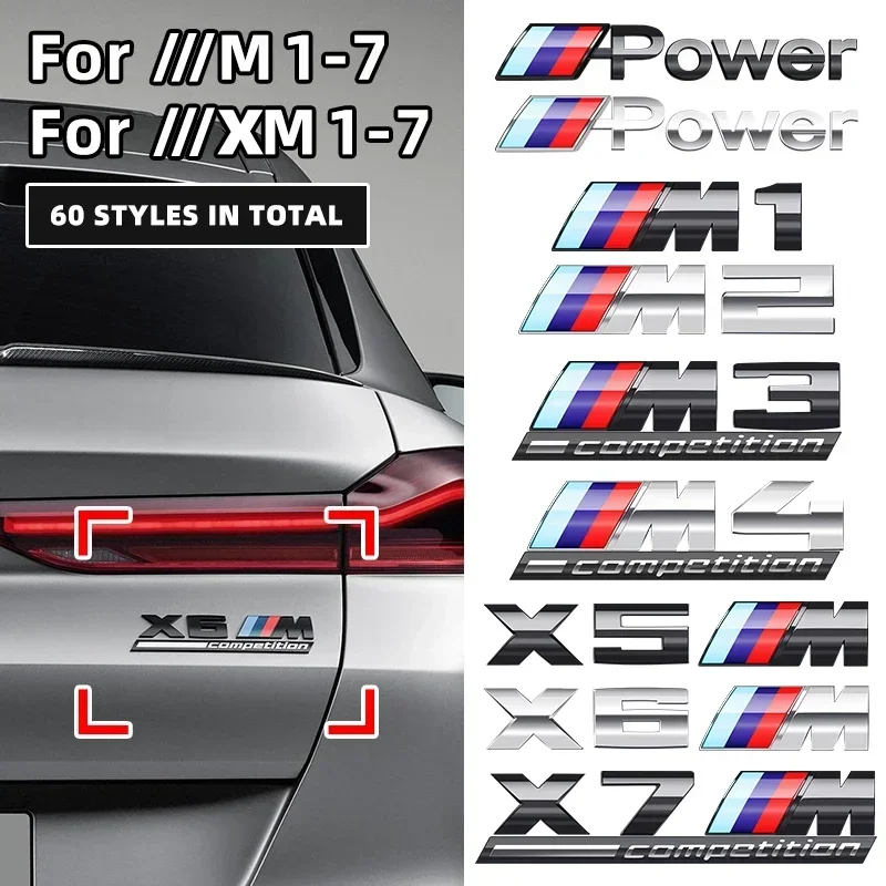 ABS Chrome car rear Trunk Emblem sticker styling power competition logo for BMW M M1 M2 M3 M4 M5 M6 M7 X7M X2M X3M X4M X5M X6M