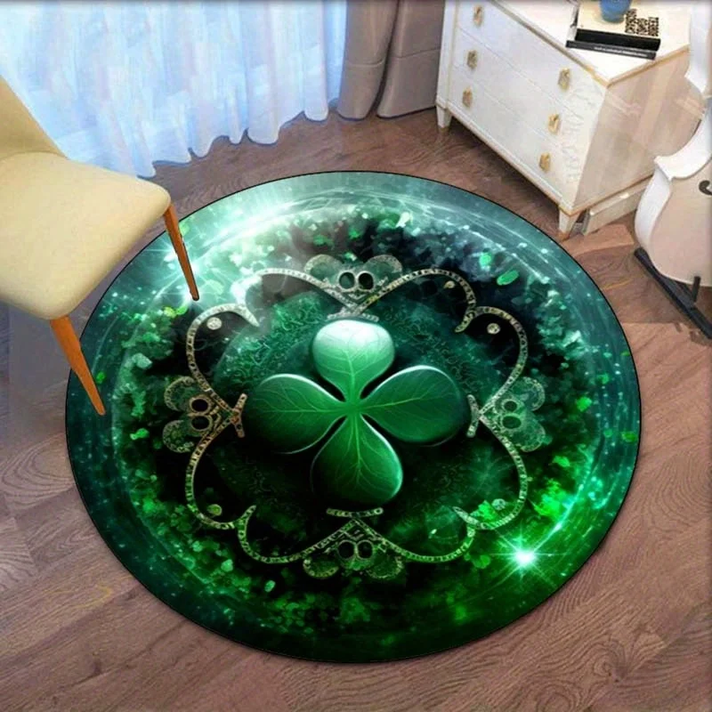 

Зеленый клевер волшебный круглый ковер хрустальный бархатный напольный коврик Lucky Charm домашний декор гостиная спальня ковер мистический дизайн