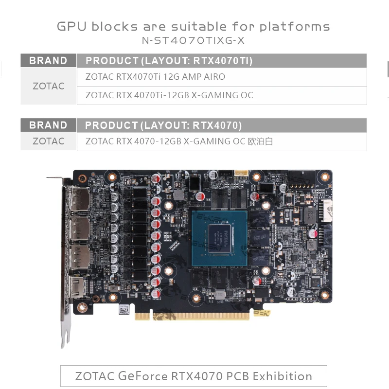 Imagem -05 - Bykski-gpu Block Use para Zotac Rtx 4070ti Trinity 190 mm Pcb 4070 12gb X-gaming oc Refrigeração a Água N-st4070tixg-x