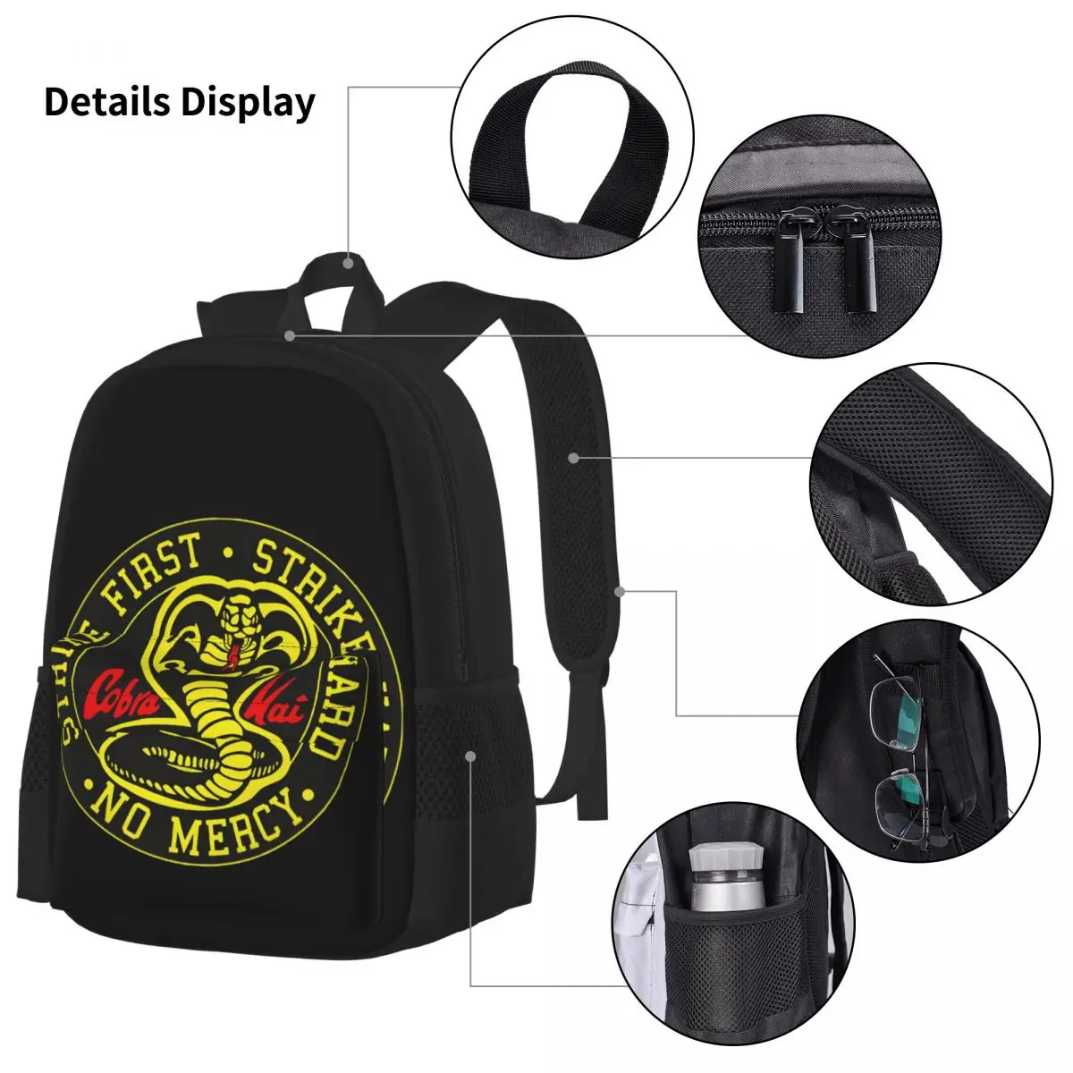 Cobra Kai Cobra Kai Geen Genade Klassieke Rugzak Jongens Meisjes Boekentas Studenten Schooltassen Rugzak Lunchtas Pennenzak Driedelige Set