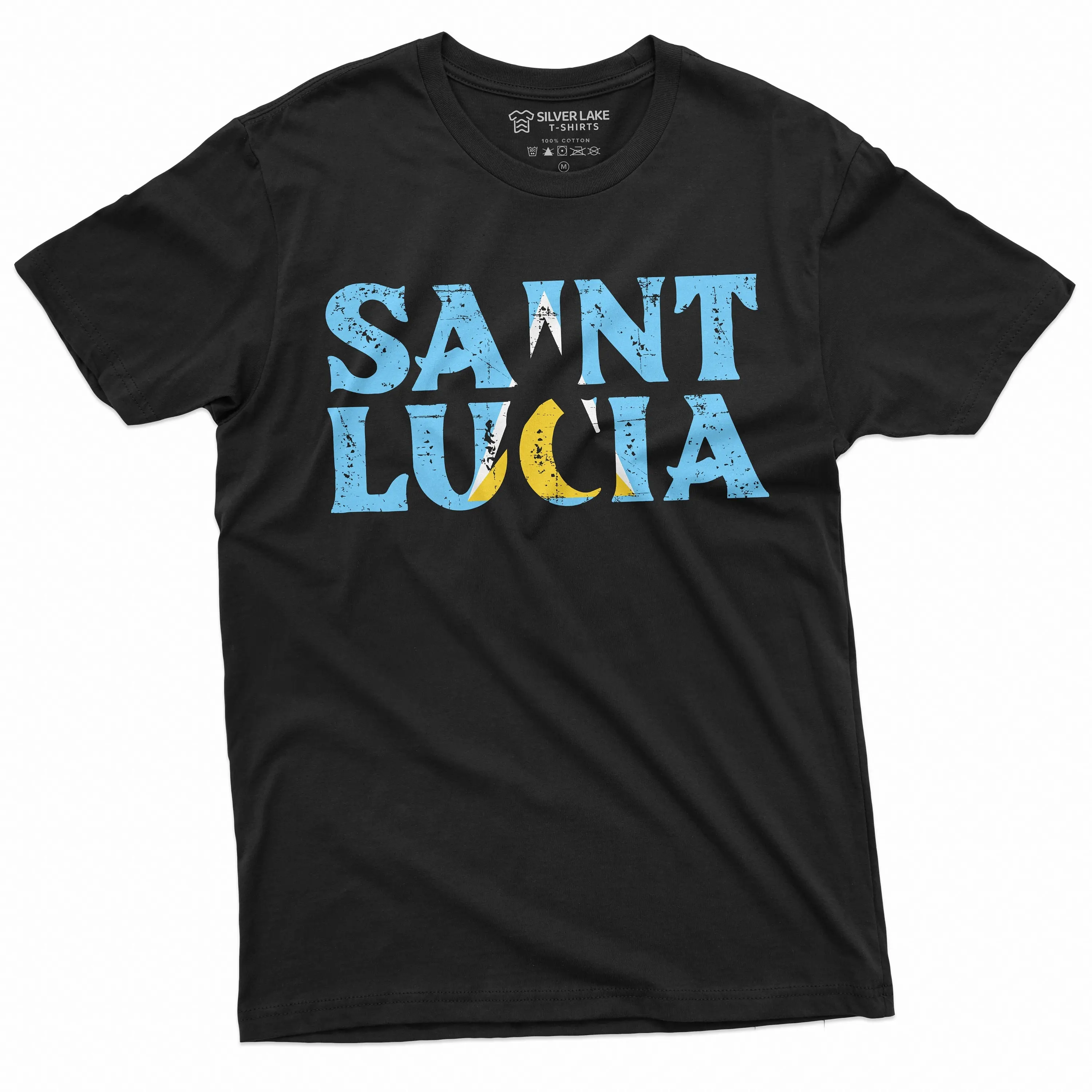 Men's Saint Lucia T Shirt Patriotic St Country Flag Lucian s