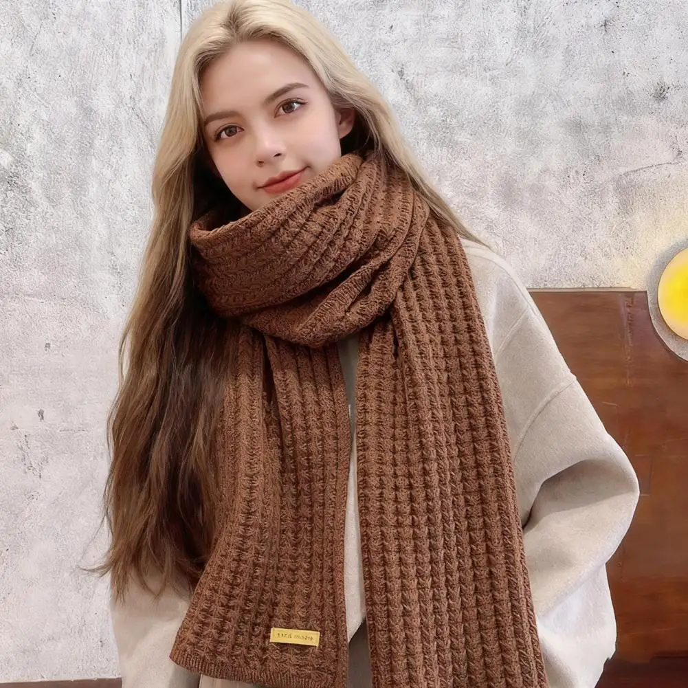 

Women Scarf Thickened Warm Solid Color Scarf Autumn Winter Versatile Comfortable Knitting Long Scarf Fashion Accessory 따뜻한 스카프