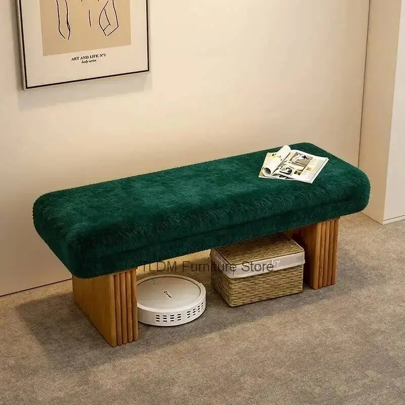 Bench, Storage Entryway Luxury Long Shoe Fur Bench,Cozy Accent Upholstered Bench for Entryway, Living Room, Bedroom & End of Bed