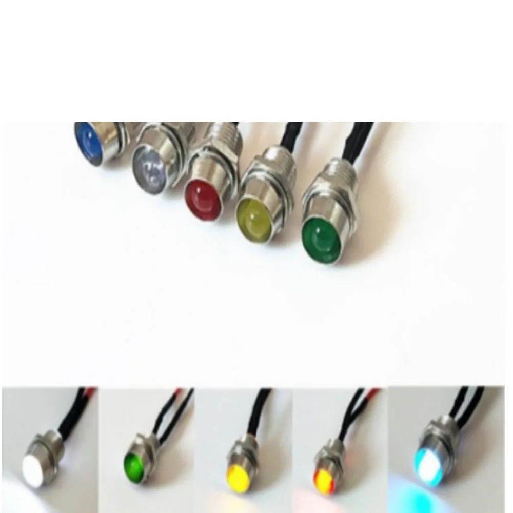 10Pcs 12V LED Indicator Light, Navigation Turn Signal Light, 5 Colors Blue Red Green Yellow White for Truck Car Boat