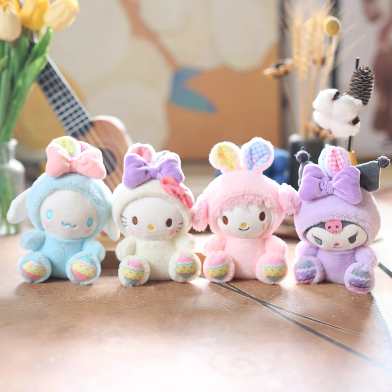 Fashion Anime Pendant Key Ring Cute Plush Kt Kuromi Cinnamoroll Doll Keychain For Women Girls Bag Decorations Accessories Gift