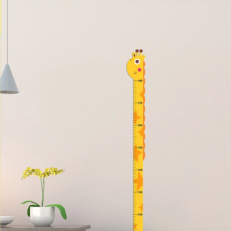 Cartoon Animal Growth Measuring Ruler Wall Decal Waterproof Removable Height Tracker for Baby Toddler Room Decoration