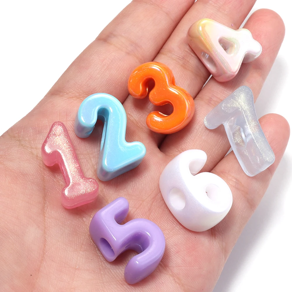 10/20 Stück Bunte Großloch-Acryl-Zahlenperlen Lose Abstandsperlen für Schmuckherstellung DIY Armband Schlüsselanhänger Handyketten-Zubehör – Detail 5