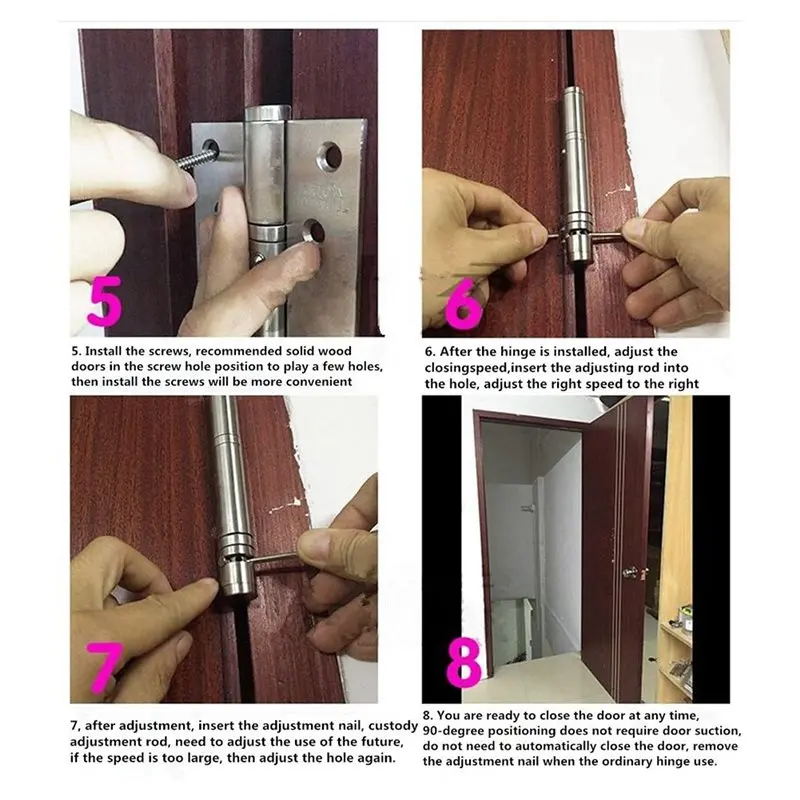 A96I-Heavy Duty Spring Hinges, 5" Self Closing Automatic Soft-Close For Left/Right And Interior Doors