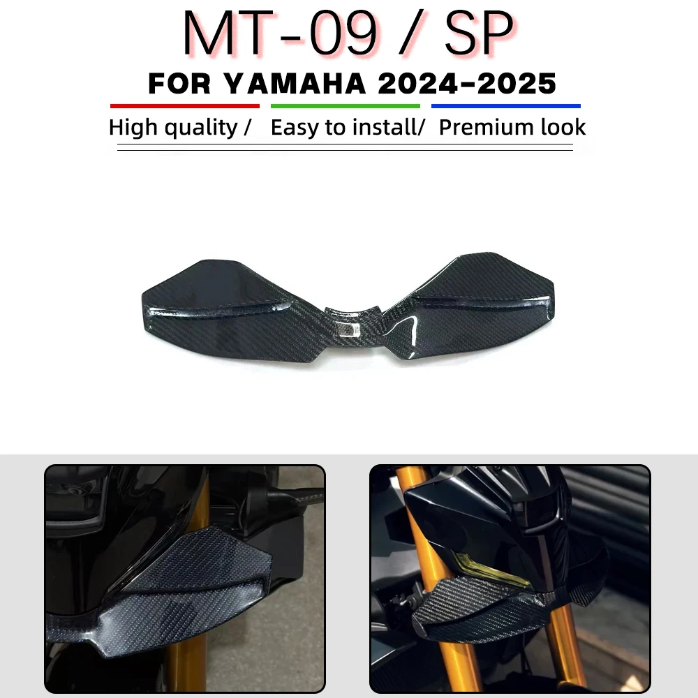 

For MT-09 MT-09 SP 2024 2025 3k Carbon Ciber Motorcycle Downforce Naked Frontal Spoilers Winglet Aerodynamic Front Spoiler Kit