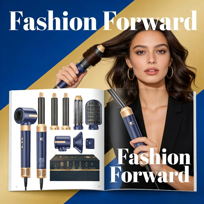 

7 In 1 Hair Dryer Brush Brushless High Speed Hair Dryer with Diffuser Ionic Blow Dryer Hot Air Styling Comb Auto Hair Curler