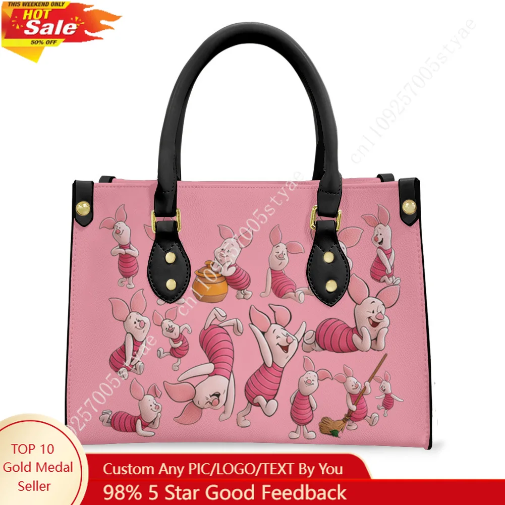 

Сумка-тоут Disney Winnie The Pooh Piglet, ретро-стиль, уличный дизайн, женская/мужская, с текстовым изображением, из искусственной кожи, для бизнеса, шопинга, подарочная сумка
