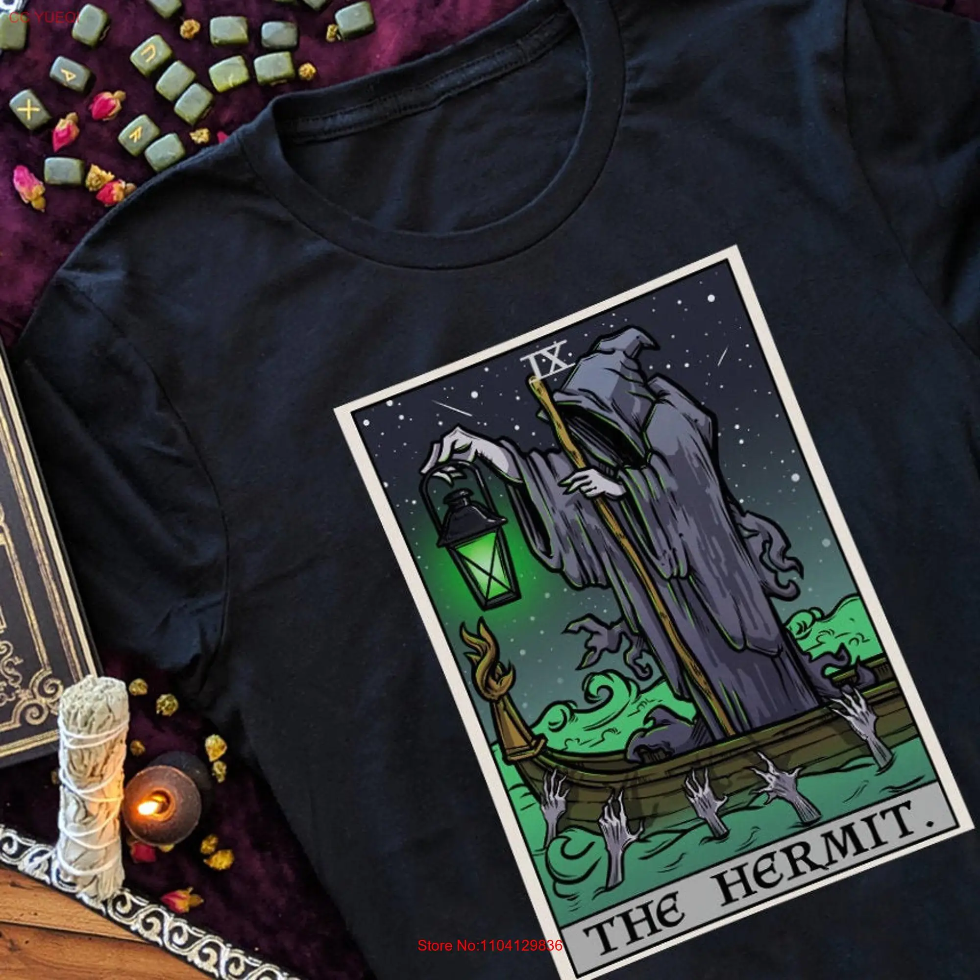 The Hermit Tarot Card T Shirt Halloween Grim Reaper Goth Horror OcculT Greek Mythology Charon Spooky Ghost