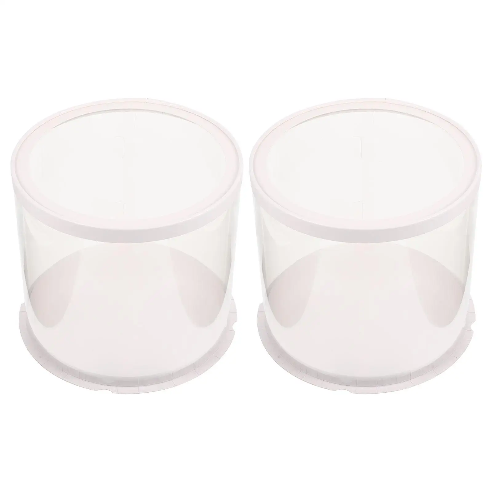 

2Pcs Cake Box Birthday Packaging Clear Portable Bakery Tall Round Boxes White PET Food Storage Dessert Container