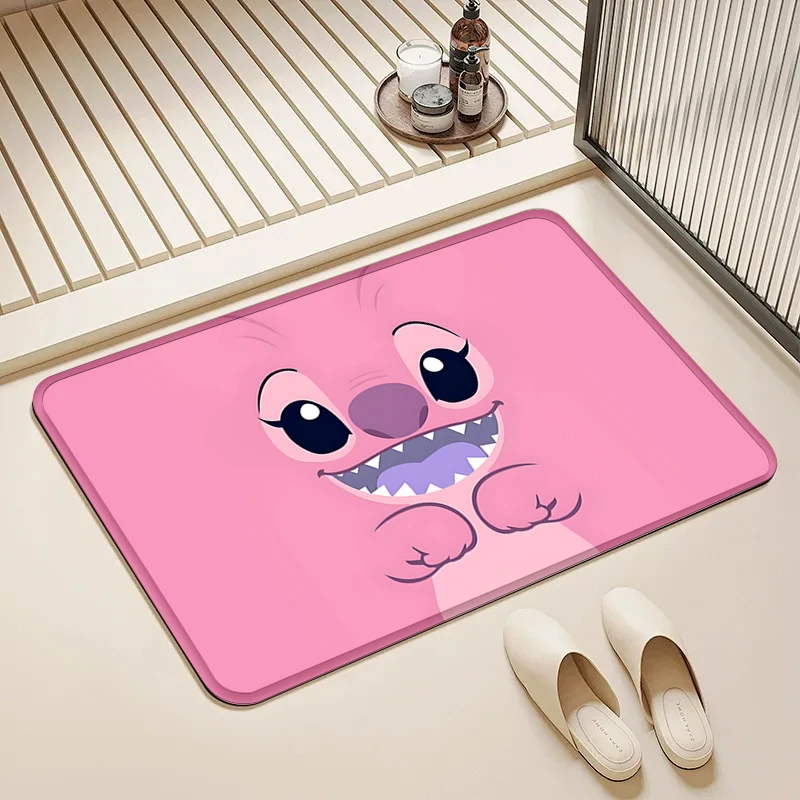 

Disney Angel Pink Grin Door Mat Non-Slip Absorbent Floor Rug for Home Kids Room Bathroom Decor