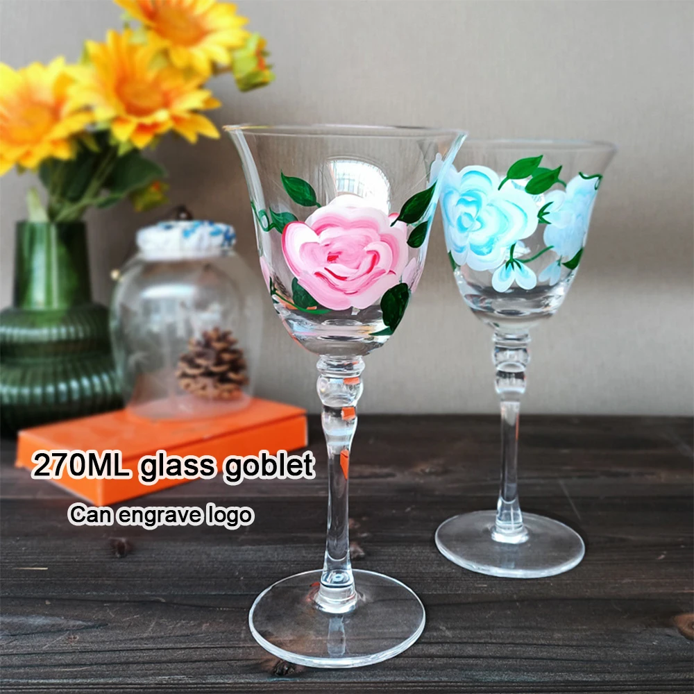 

(Can Engrave Logo) 270ml Stained Crystal Glass Goblet, Wine Cup, Open-mouth Champagne Glass, Cocktail Cup