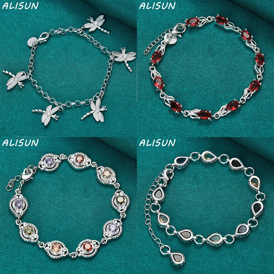 

ALISUN 925 Sterling Silver Zircons Bracelet For Women Men Fashion Jewelry Charm Grace Noble Wedding Accessories