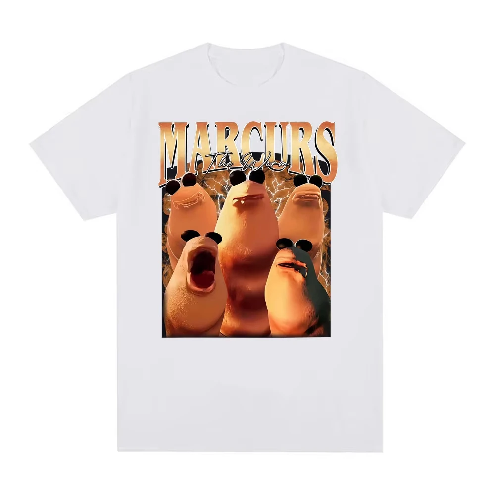 面白いマーカスザワームミーム Tシャツユニセックスファッション漫画ヴィンテージ Tシャツメンズカジュアルコットンオーバーサイズ Tシャツストリートウェア