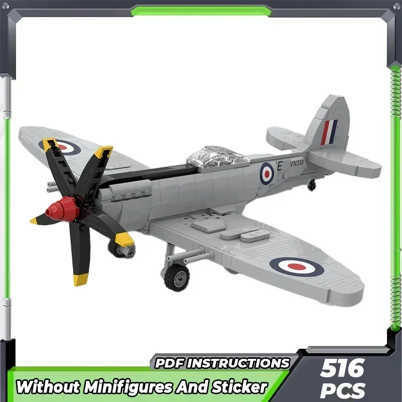 

Moc строительные кирпичи, модель военного истребителя, 1:35 Spitfire FMK.24, технологические модульные блоки, подарки, рождественские игрушки, наборы «сделай сам», сборка
