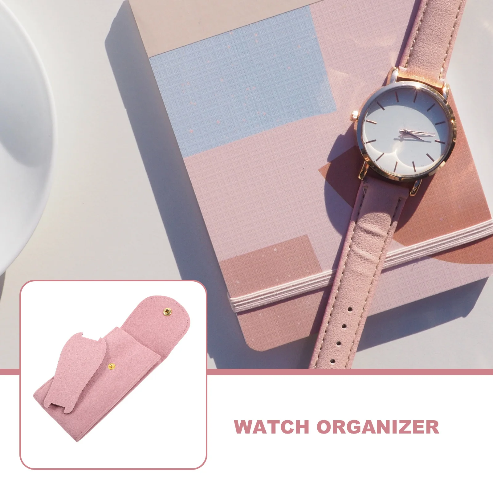 Travel Pouch Portable Watch Storage Case Scratch-Proof Soft Holder Snap Button Sizes Watch Organizer