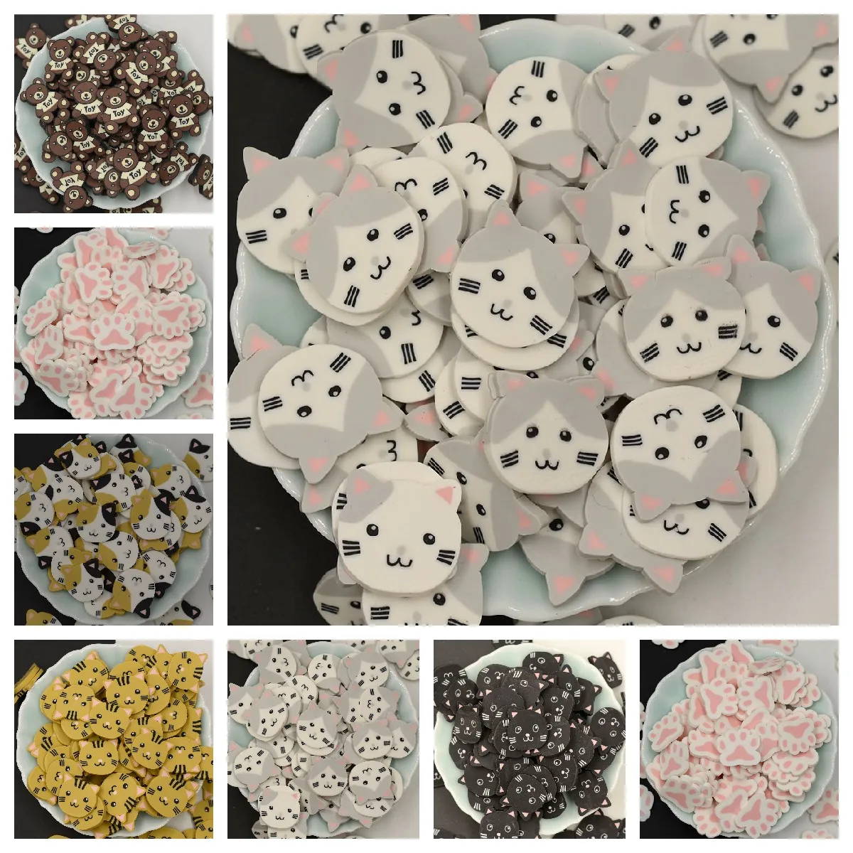 

500g Polymer Clay 20MM Cute Cat Bear Paws Slices Candy Stocking Sprinkles for Shakers DIY Crafts Scapbook Diy