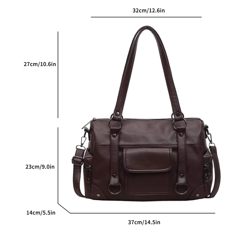Umhängetasche mit mehreren Taschen, Damen-Einkaufstasche mit großem Fassungsvermögen, lässige Vintage-Tragetasche, leichte, vielseitige Einkaufshandtasche für den Arbeitsweg – Detail 1