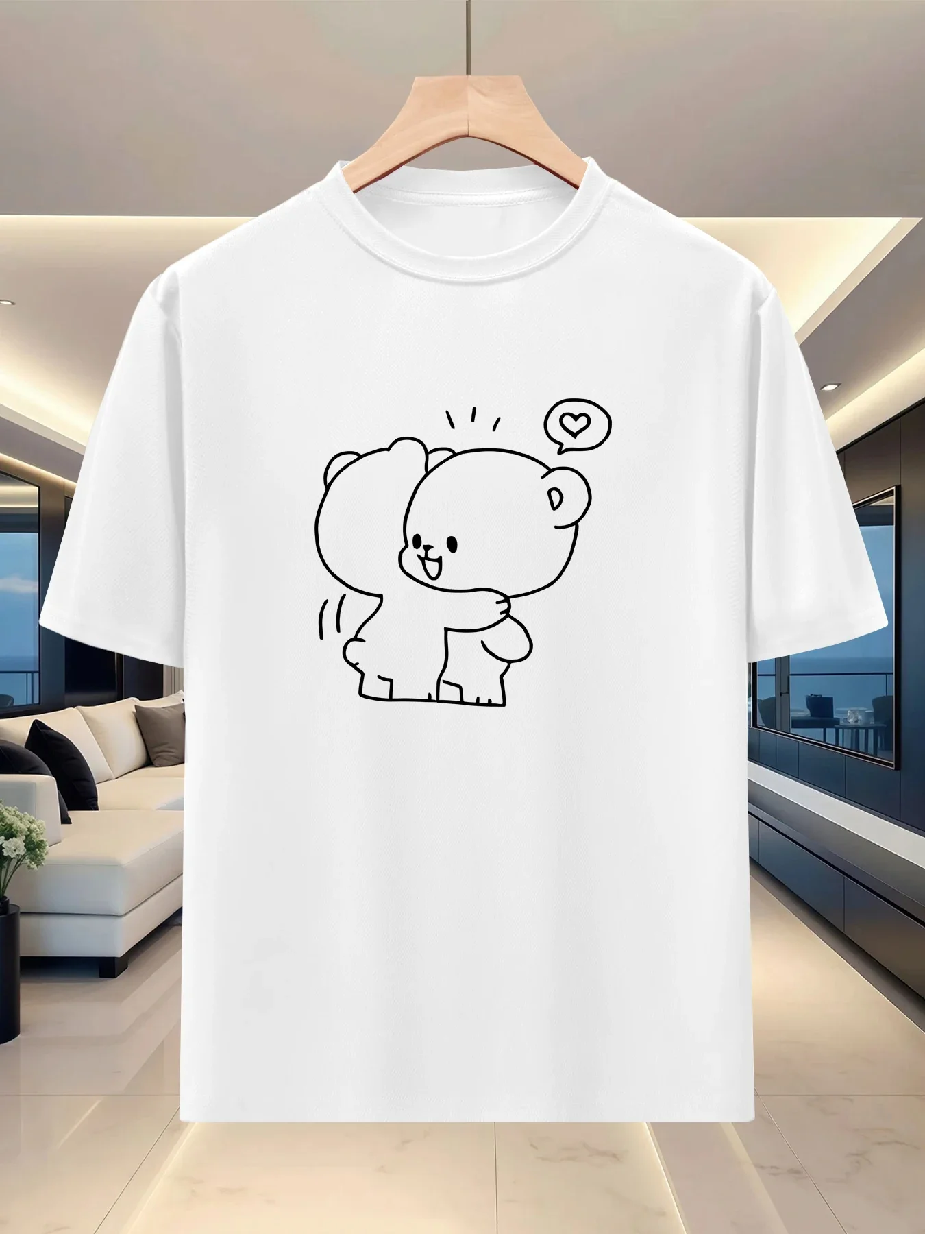 Summer Trend Light Luxury Personalized Men's Printed Round Neck Short Sleeve T-Shirt Cute Animal