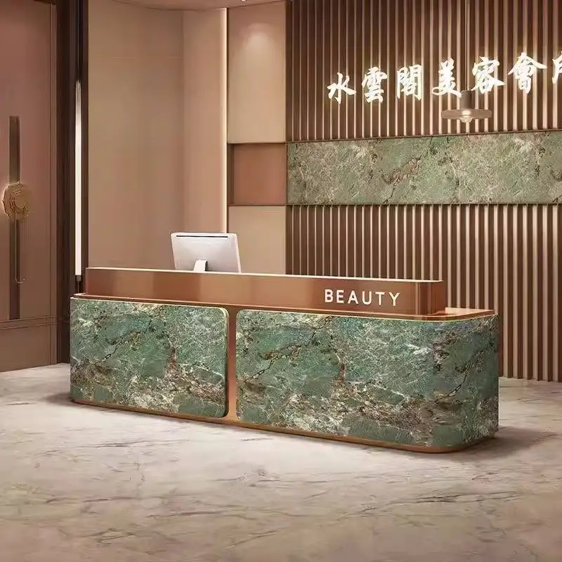 

Design Luxury Front Desk Reception Counter Hotels Long Classic Reception Desks Modern Business Mostrador Recepcion Furniture