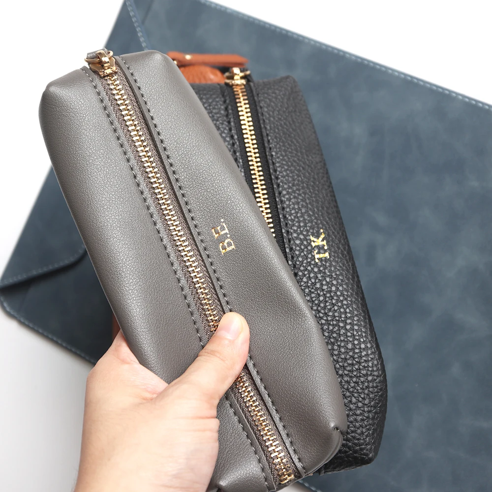 Benutzerdefinierte Name Leder Federmäppchen Business School Student Reißverschluss Stifttasche Großhandel Kosmetiktasche Aufbewahrungstasche Personalisiertes Mini-Geschenk – Detail 7
