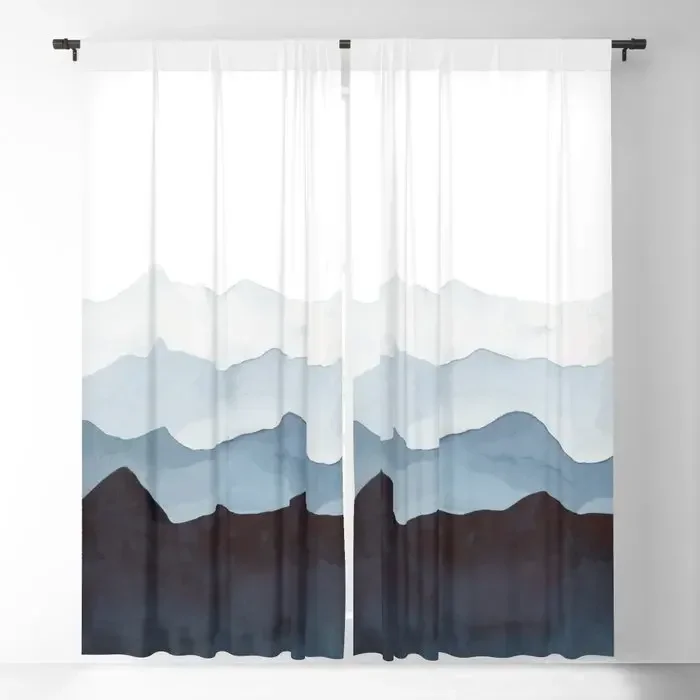 

Indigo Mountains Landscape Blackout Curtains 3D Print Window Curtains For Bedroom Living Room Decor Window Treatments