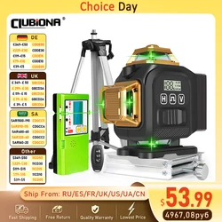 Clubiona 4D 16 lines 360 Self-Leveling Green Laser Levels With 4000mAh Li-ion Battery Remote Control pulse mode Tripod support