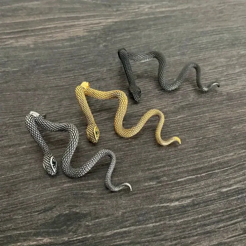 Pendientes largos con forma de serpiente exagerada para mujer, aretes irregulares Vintage colgantes en la parte delantera trasera, regalos de